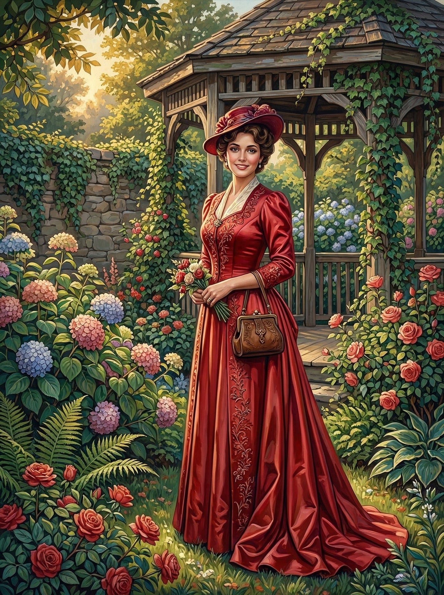 Victorian Woman Red Dress (80 Colors)