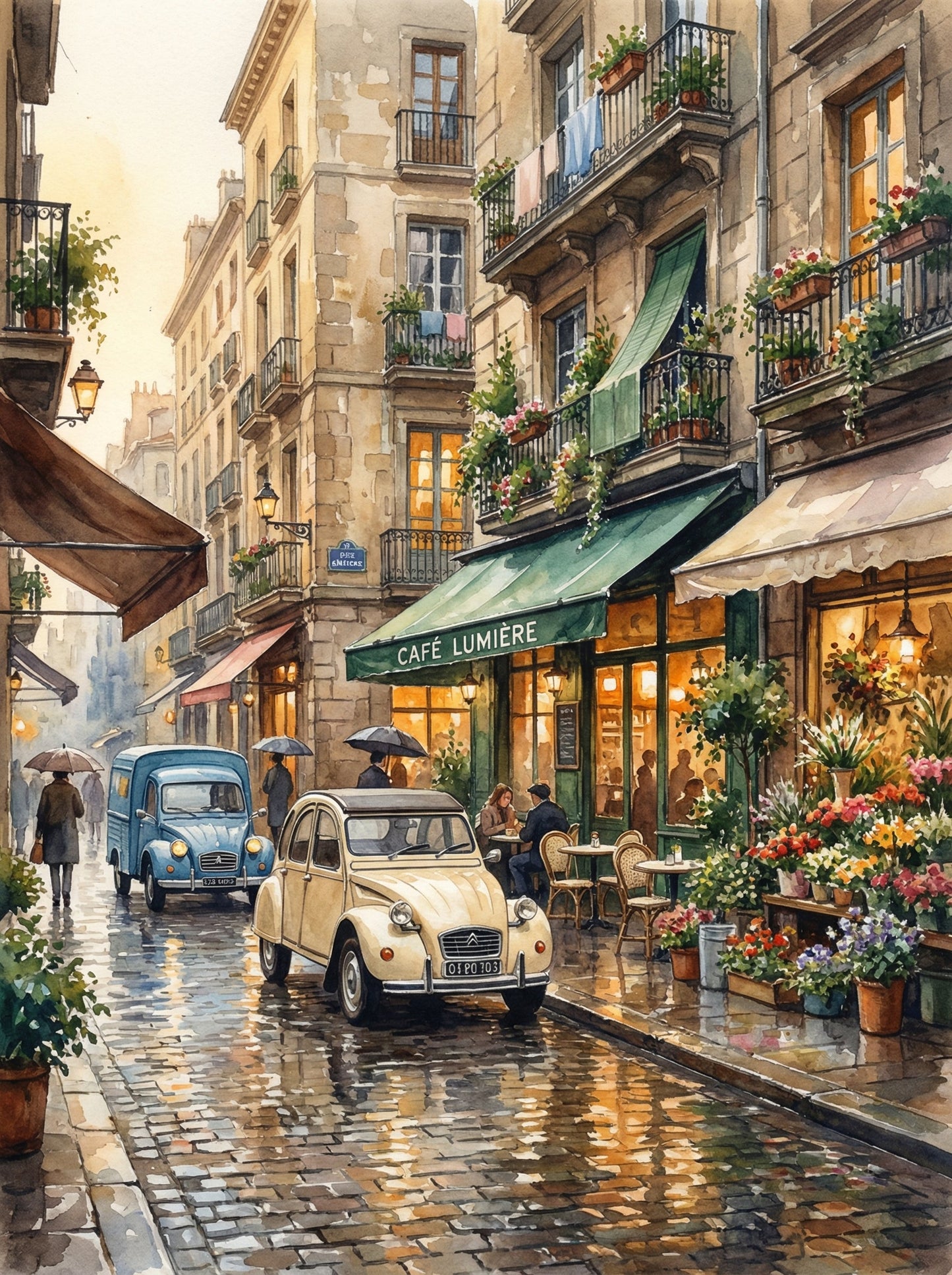 Vintage Parisian Street Scene