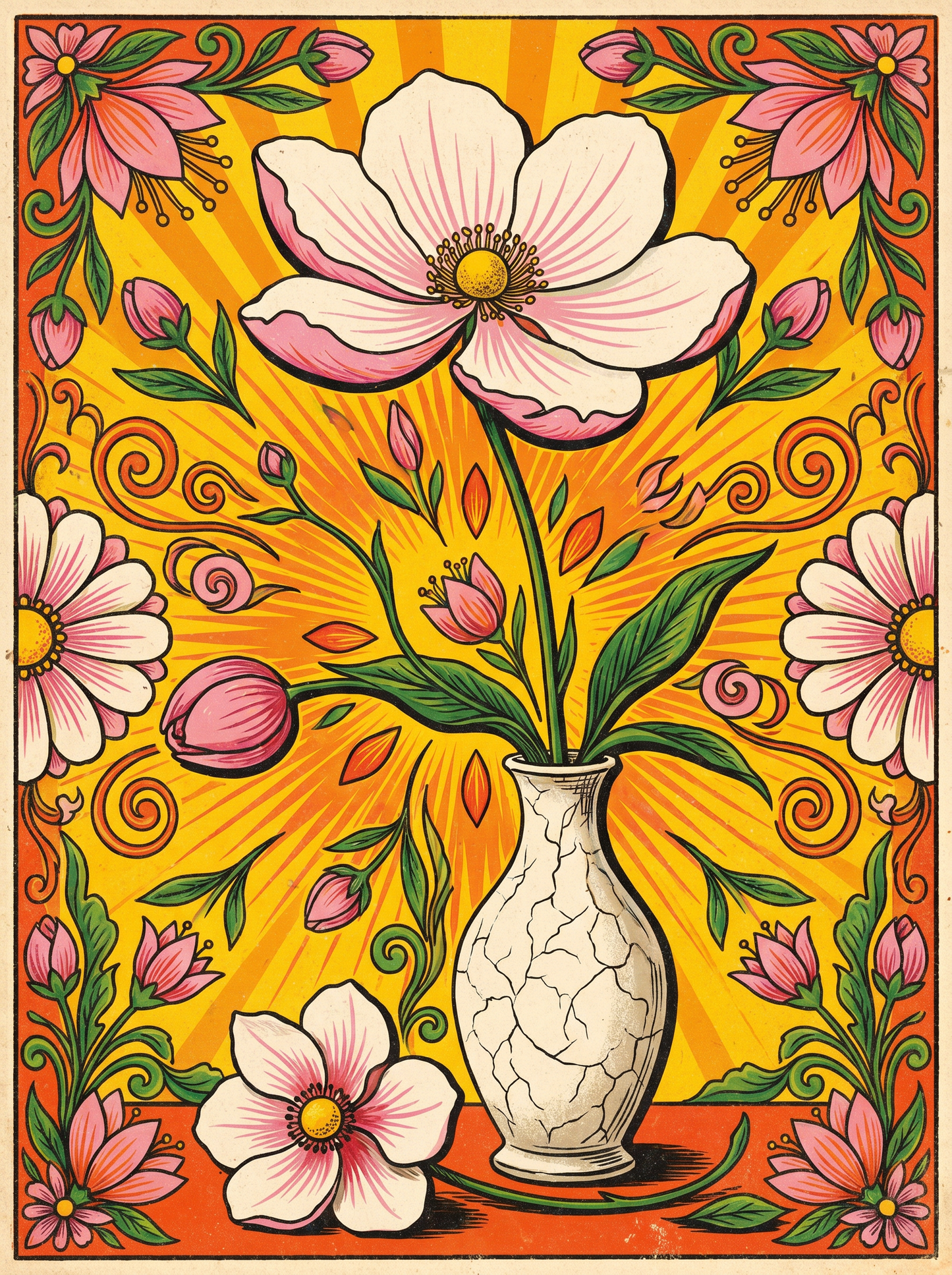 White Blossom Vase (80 Colors)