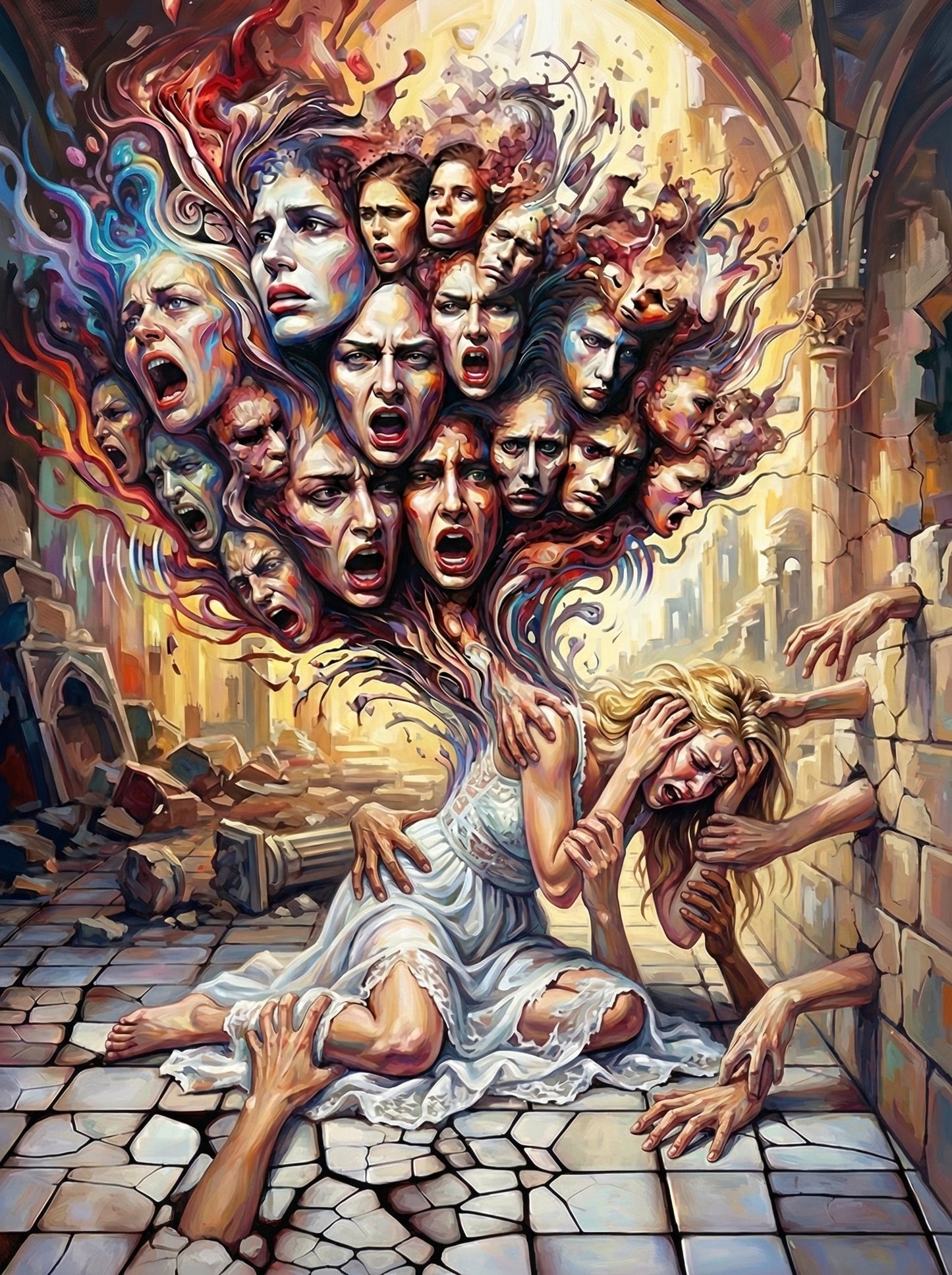 Woman Many Faces Agony (80 Colors)