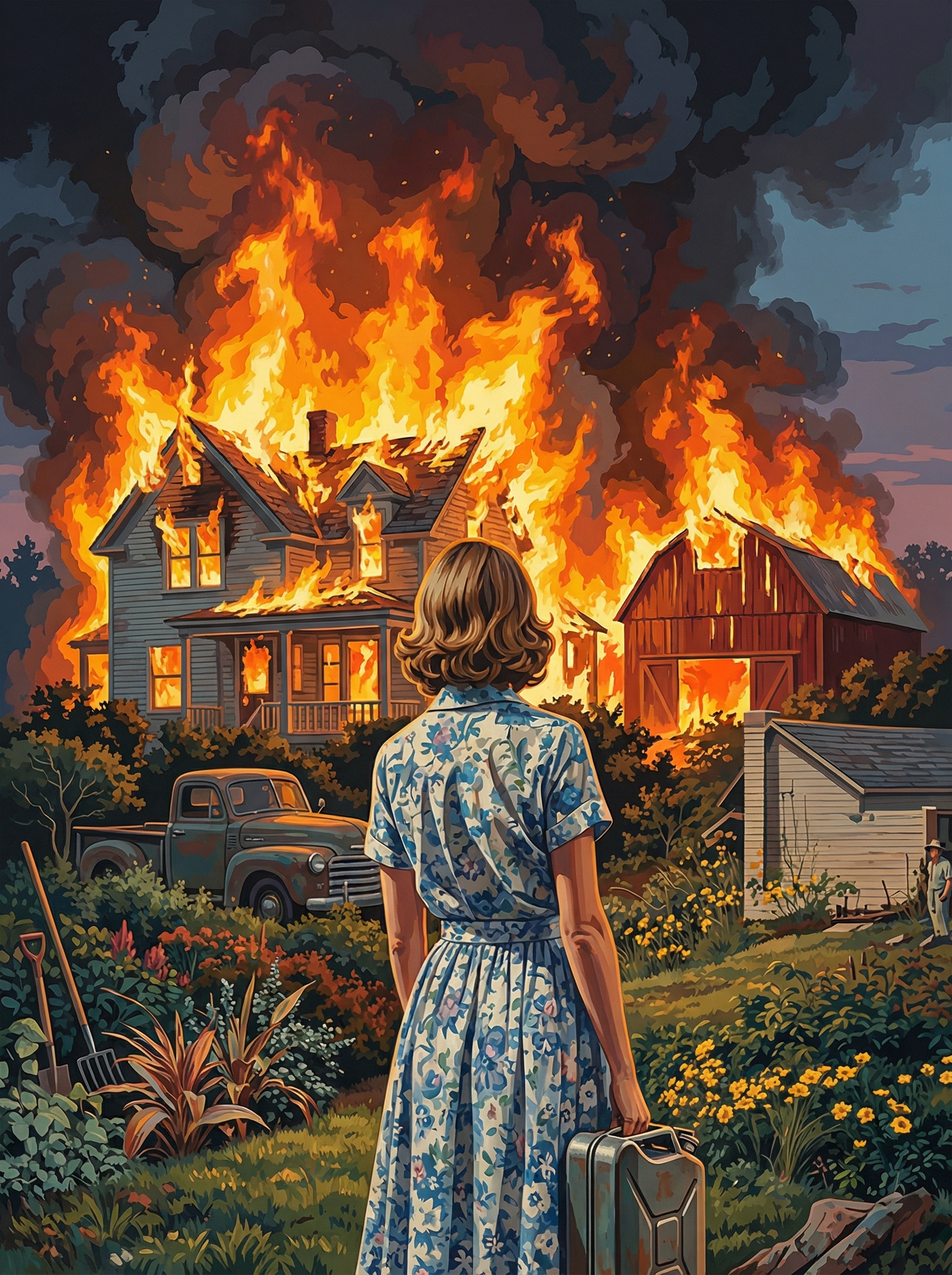 Woman Watching House Fire (80 Colors)
