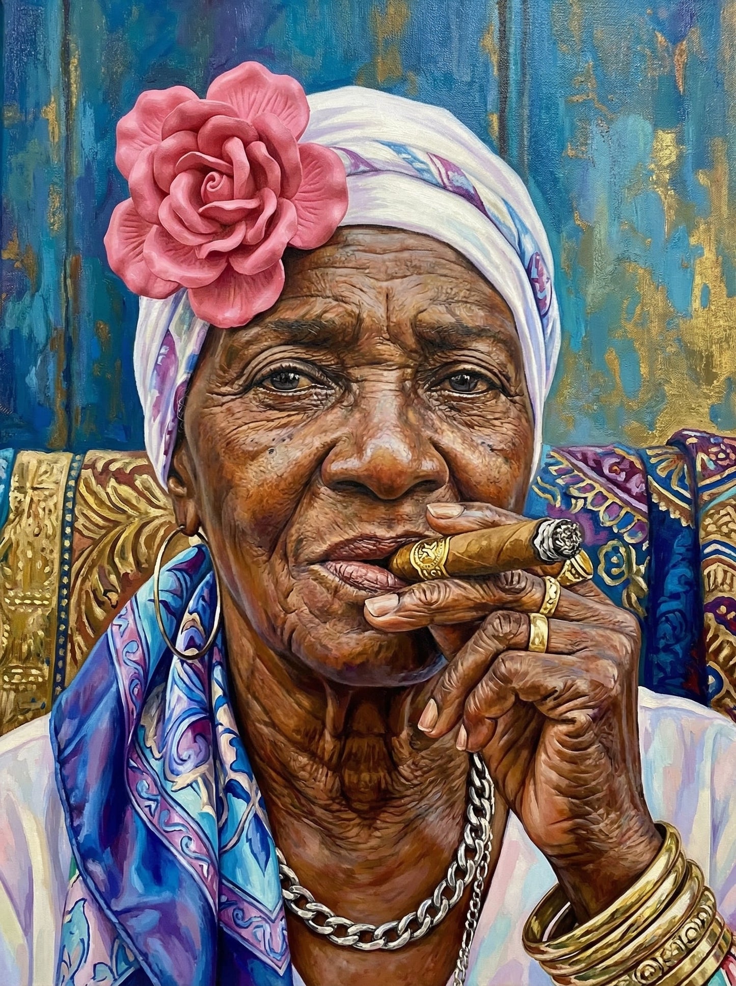 Woman With Pink Headwrap (80 Colors)