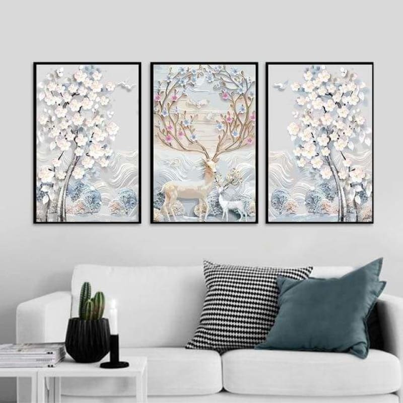 3PCS Multi Panel Deer Diy Paint By Numbers Kits VM94325 -
