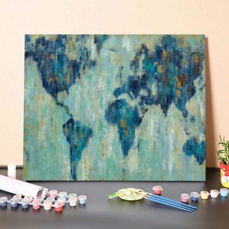 Map Of The World Paint By Numbers Kit Adult Paint By Numbers