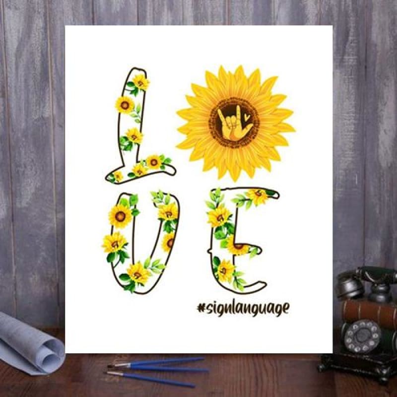 Paint By Numbers Kit Sunflowers ASL Love Sign Language I