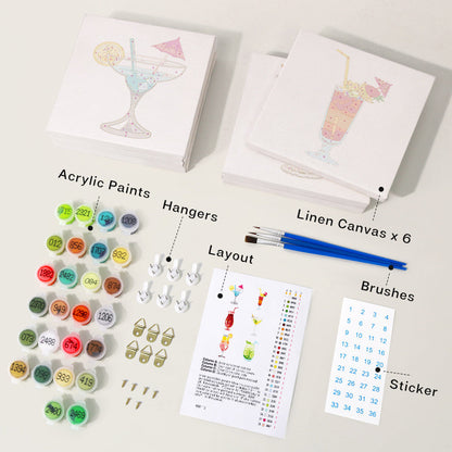 6 Mini Paintings - Cocktail Set