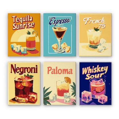 6 Mini Paintings - Gorgeous Cocktail Set