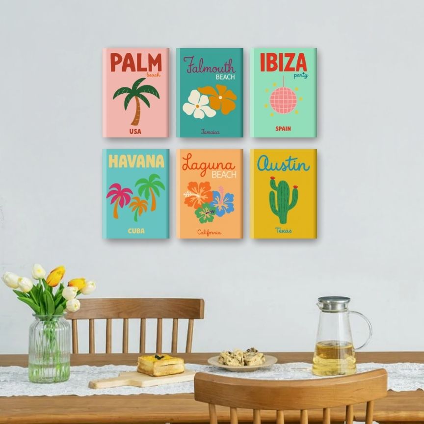 6 Mini Paintings - Beach & Summer Set