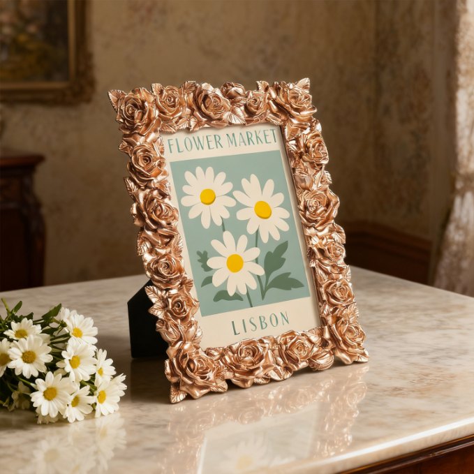 Mini Painting with Picture Frame – Flower Market Lisbon