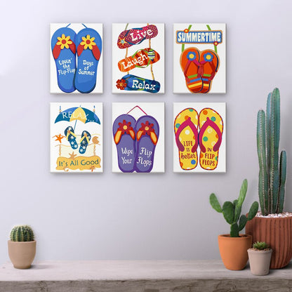 6 Mini Paintings - Flip-Flop Summer Set