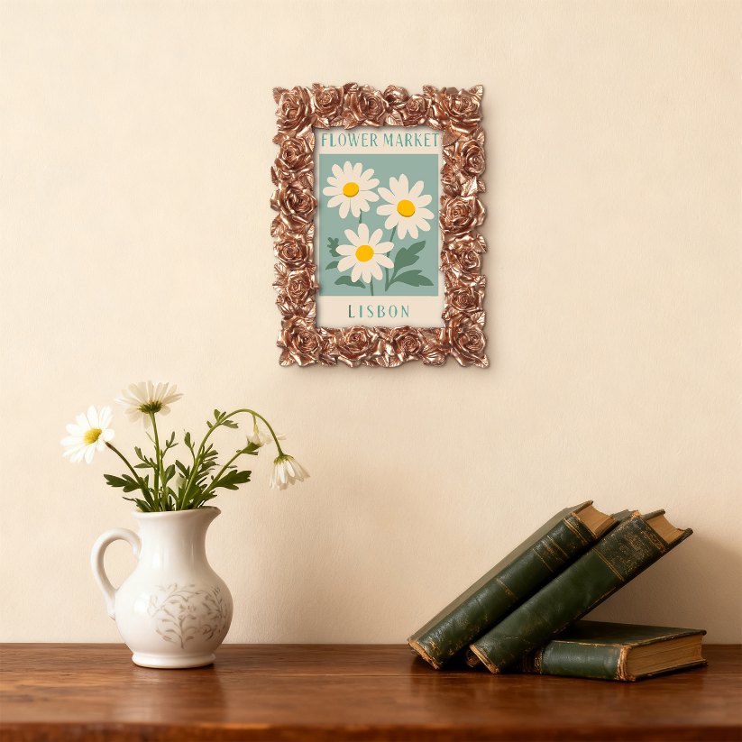 Mini Painting with Picture Frame – Flower Market Lisbon