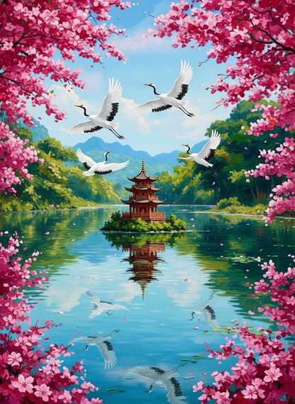 Cranes Over Tranquility (80 Colors)