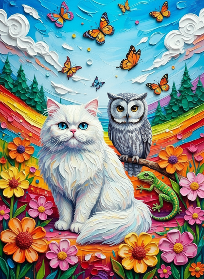 Blue Eyed Cat & Owl (80 Colors)