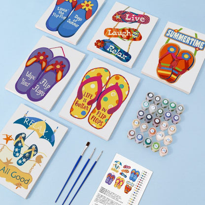 6 Mini Paintings - Flip-Flop Summer Set