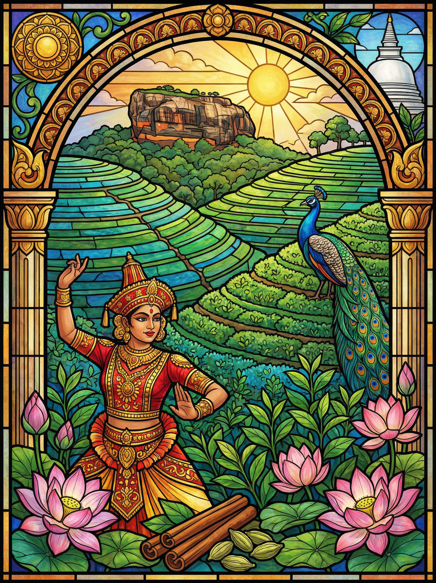 Sri Lankan Dancer and Peacock (80 Colors)