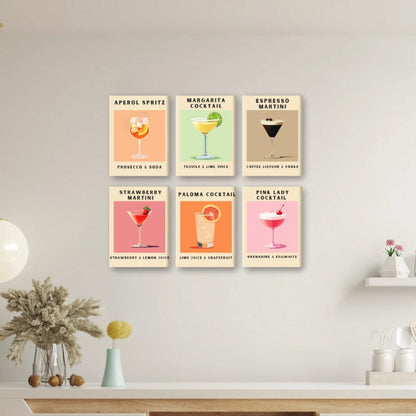 6 Mini Paintings - Cocktail Poster Set