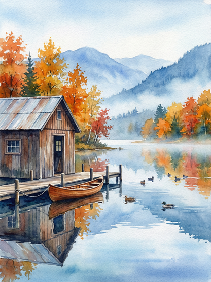 Autumn Lakeside Cabin