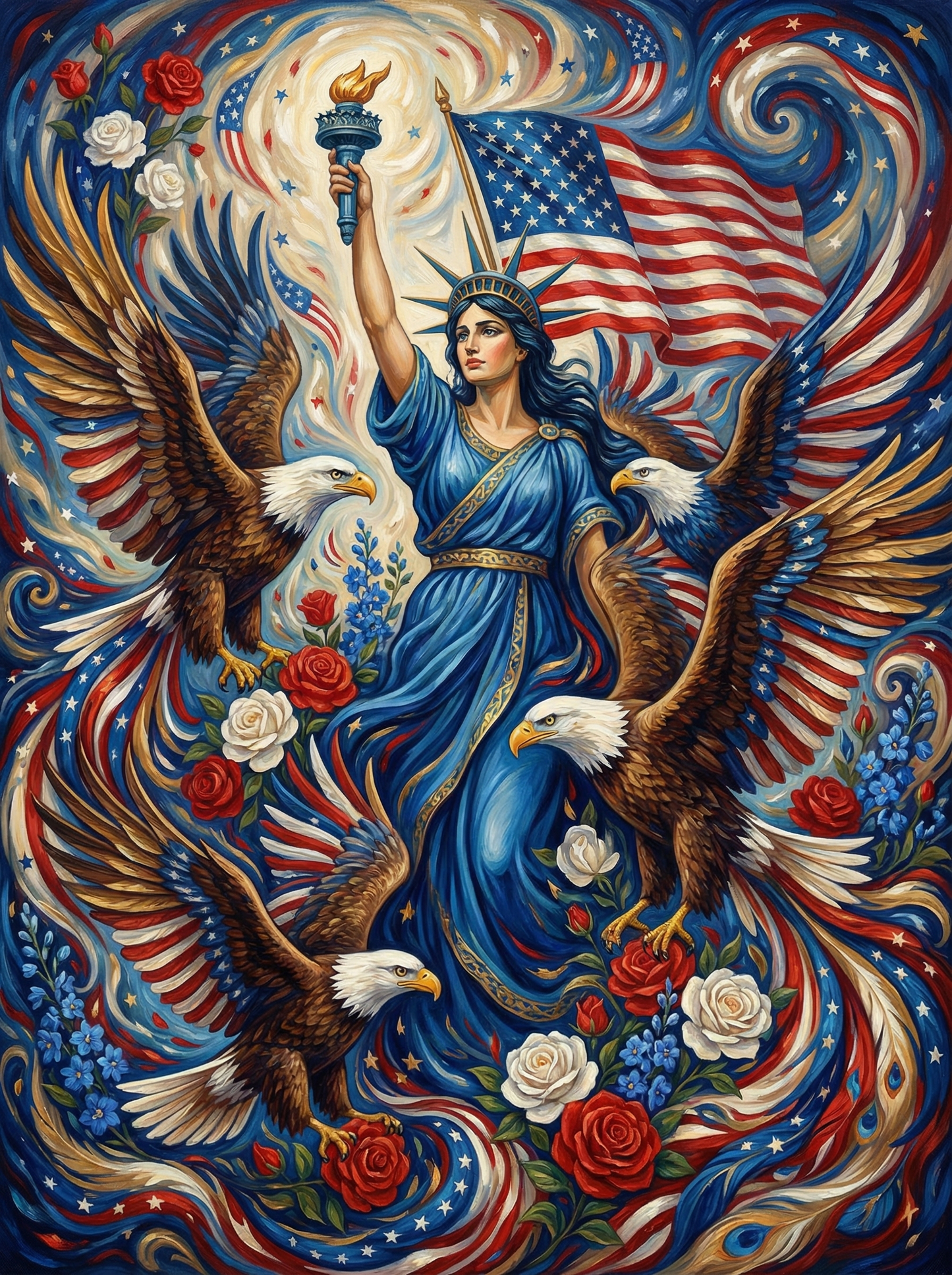 Liberty Eagles American Flag (120 Colors)