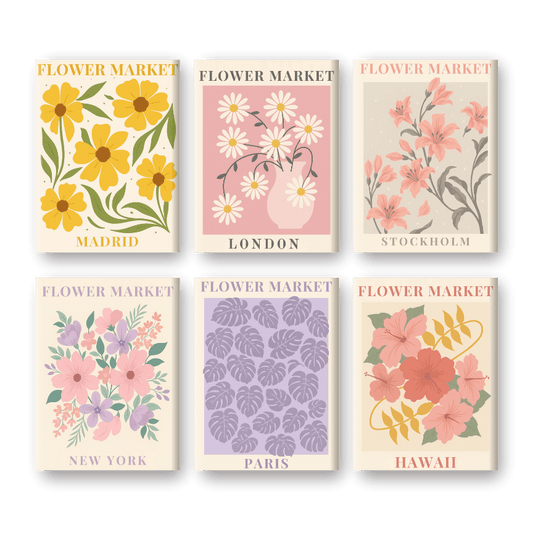 6 Mini Paintings - Gorgeous Flower Market Set