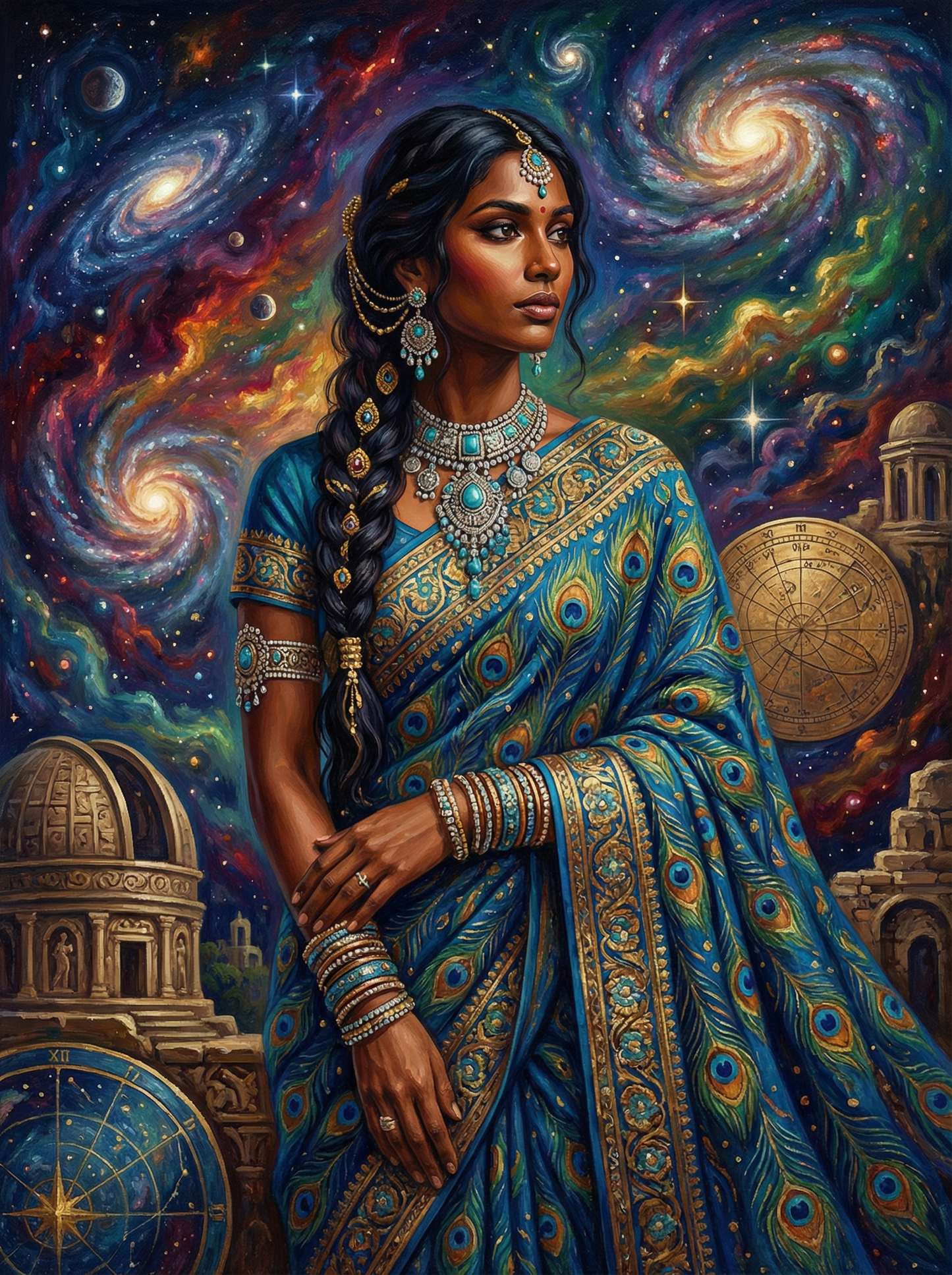Peacock Sari Indian Woman (120 Colors)