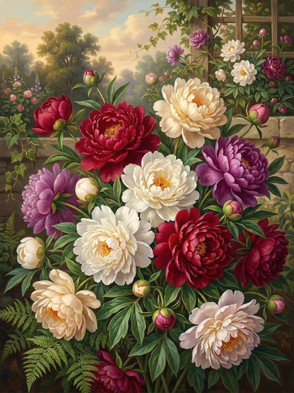 Garden Peonies in Bloom (120 Colors)