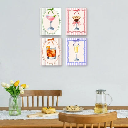 4 Mini Paintings - Colorful Cocktails Set