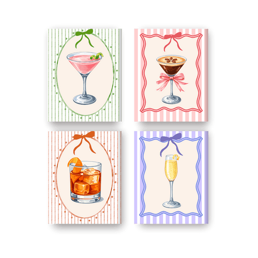4 Mini Paintings - Colorful Cocktails Set