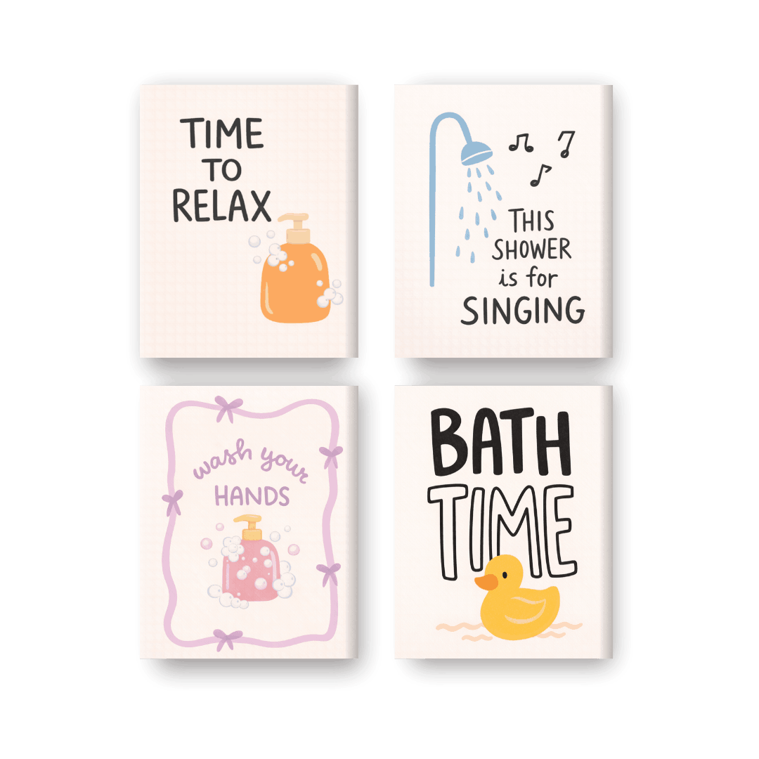 4 Mini Paintings - Bathroom Quiotes Set