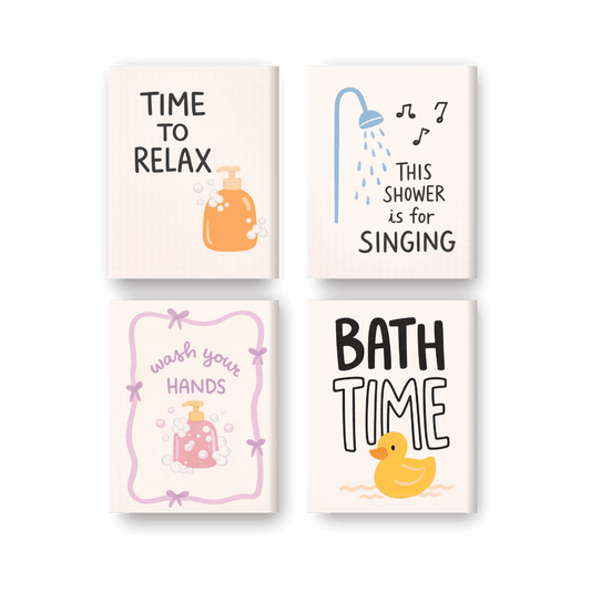 4 Mini Paintings - Bathroom Quiotes Set