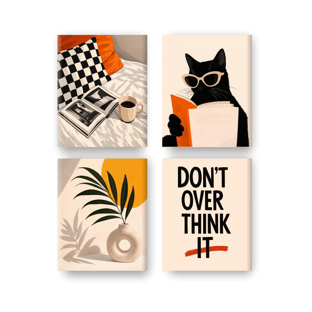 4 Mini Paintings - Modern Living Set