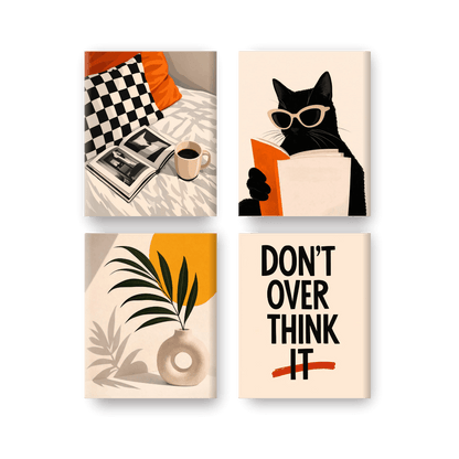 4 Mini Paintings - Modern Living Set