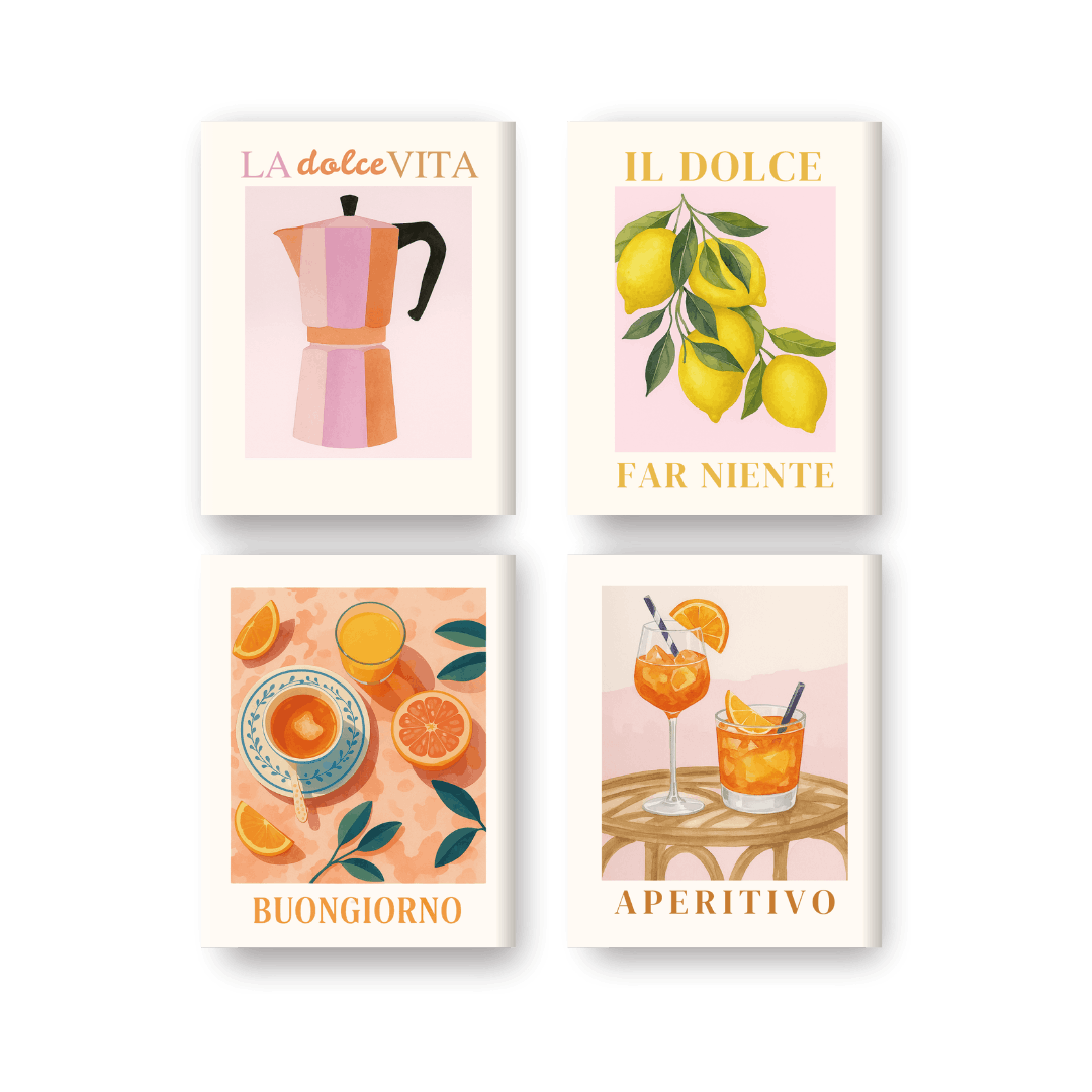 4 Mini Paintings - Italian Dolce Vita Set