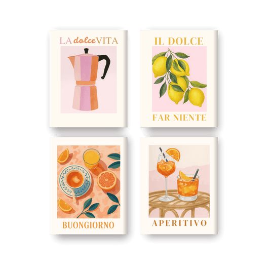 4 Mini Paintings - Italian Dolce Vita Set