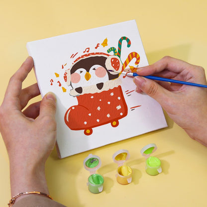 Paint by Numbers - 6 Mini Paintings | Christmas Penguins Set