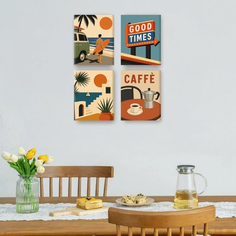 4 Mini Paintings - Road Trip Set