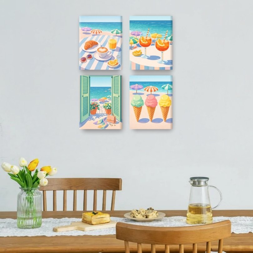 4 Mini Paintings - Beach & Summer Set