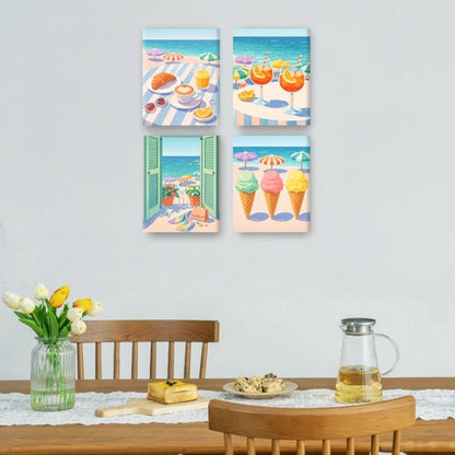 4 Mini Paintings - Beach & Summer Set
