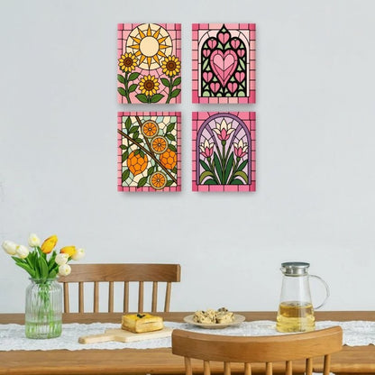 4 Mini Paintings - Stained Glass Set