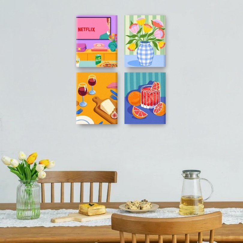 4 Mini Paintings - Cozy Moments Set