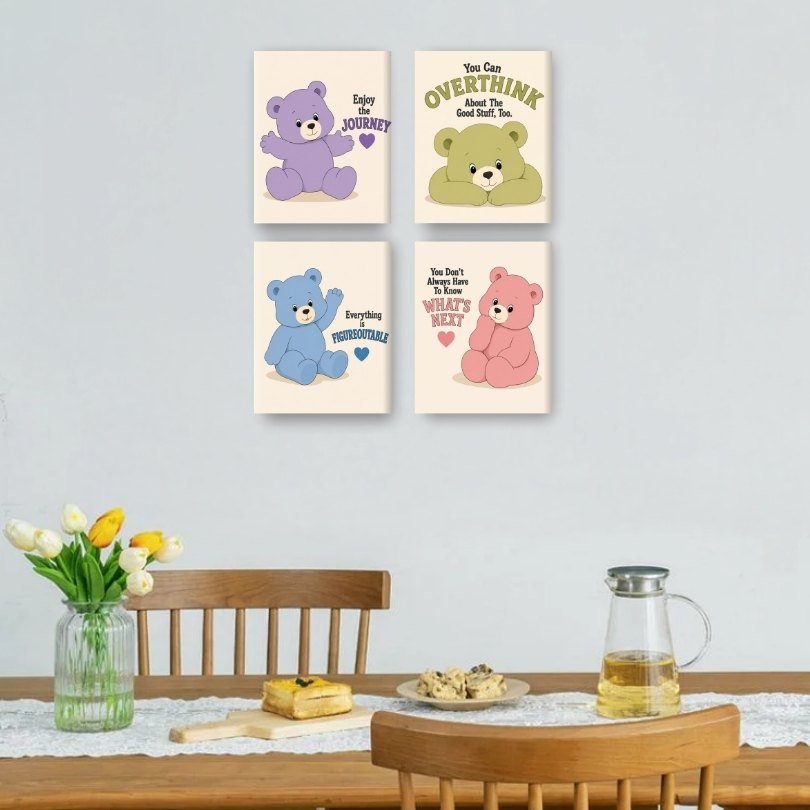 4 Mini Paintings - Bears Who Care Set