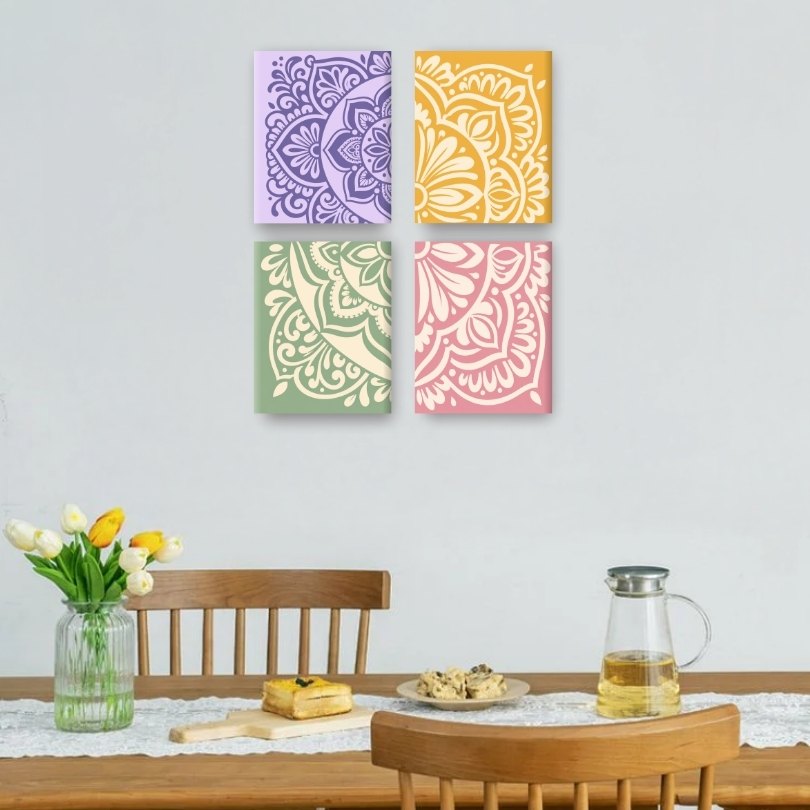 4 Mini Paintings - Mandala Set