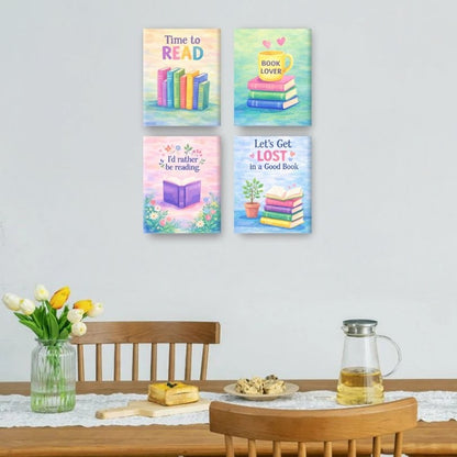 4 Mini Paintings - Colorful Books Set
