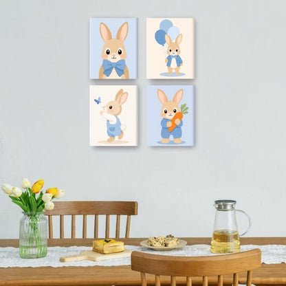 4 Mini Paintings - Cute Little Bunnies Set