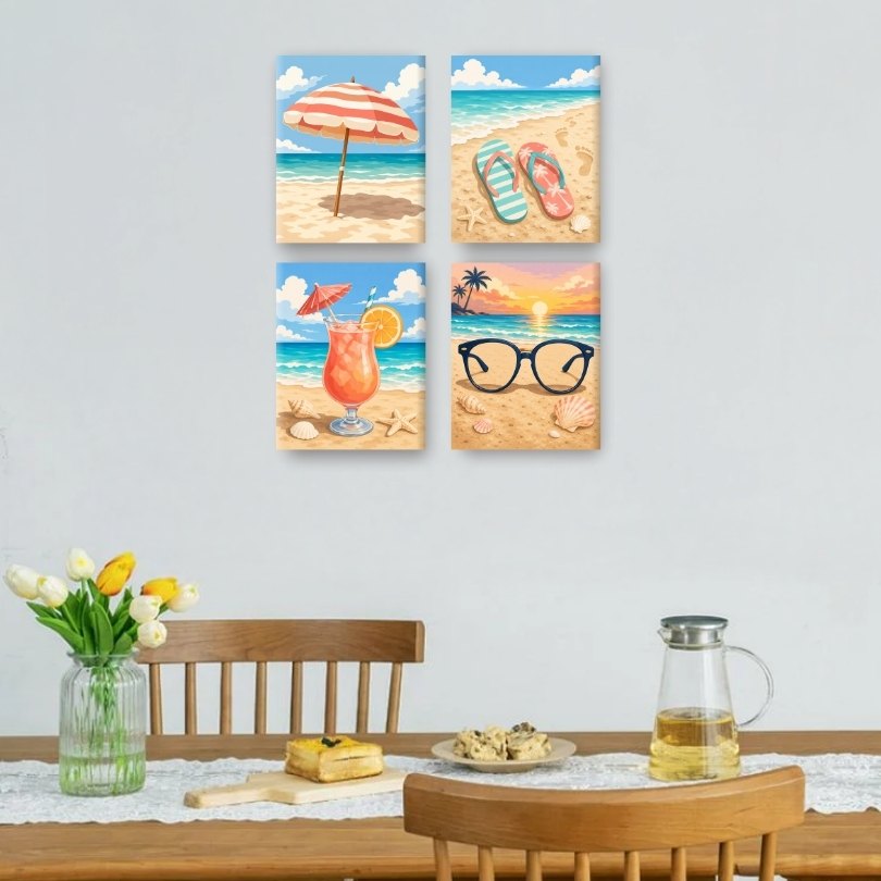 4 Mini Paintings - Beach Shades Set