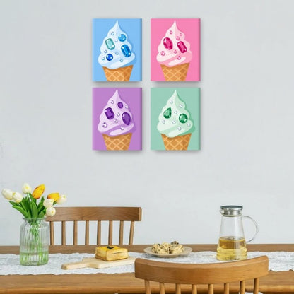 4 Mini Paintings - Jewel Ice-creams Set