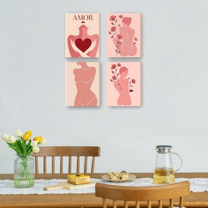 4 Mini Paintings - Feminine Form Set