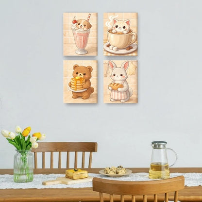 4 Mini Paintings - Cute Animals Set