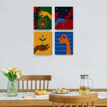 4 Mini Paintings - 4 Elements Set