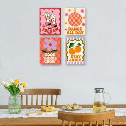 4 Mini Paintings - Groovy Set