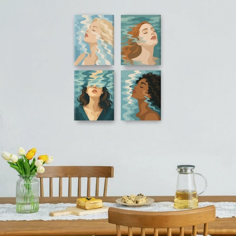 4 Mini Paintings - Underwater Set